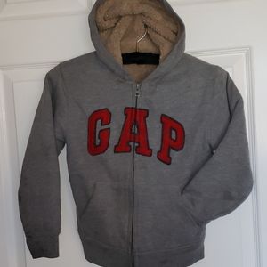 Gap Kids Grey Sherpa Hoodie Zip Sweatshirt S 6 7